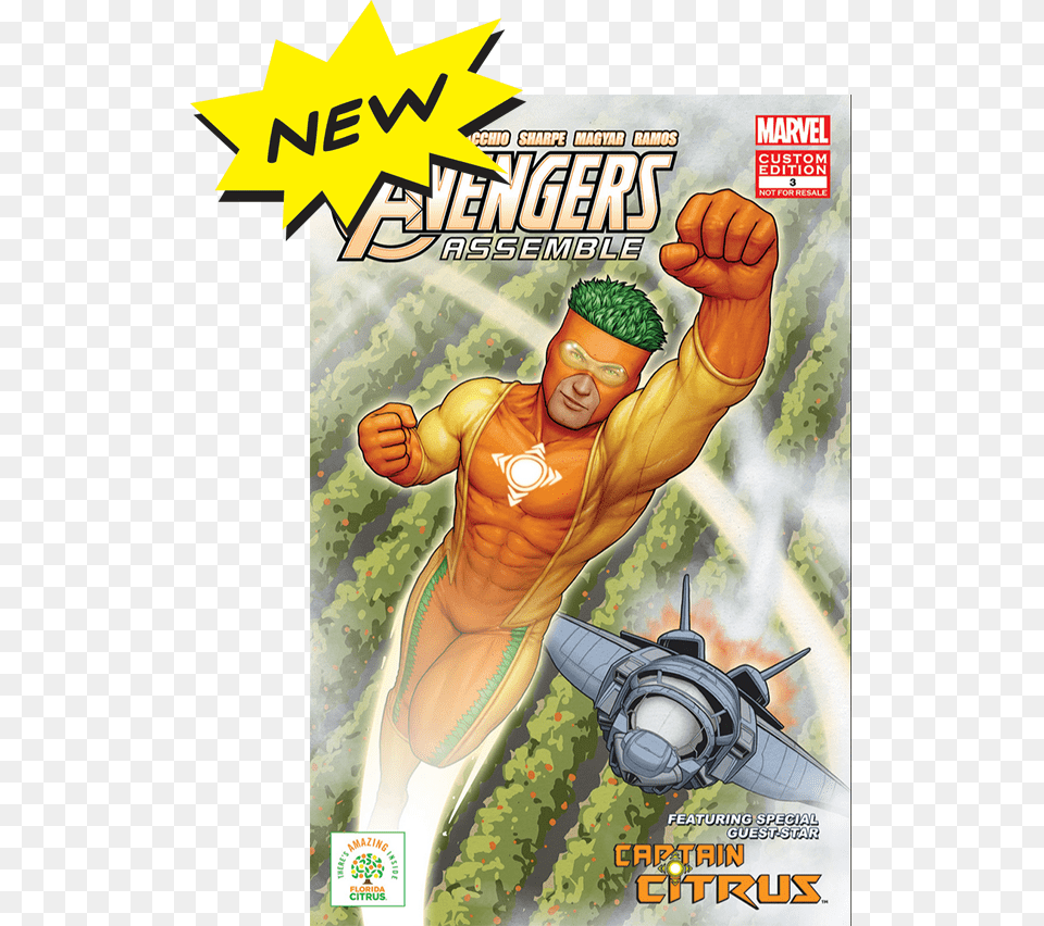 Comic Cover Art Marvel Captain Citrus, Publication, Advertisement, Poster, Person Png