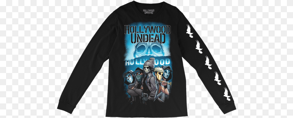 Comic Crew Long Sleeve Hollywood Undead Long Sleeve Shirt, Clothing, Long Sleeve, Adult, Male Free Transparent Png