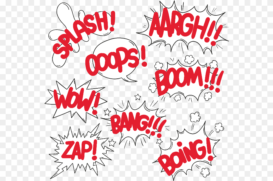 Comic Explosion Cloud Dialog Background Red Onomatopoeia, Text Free Png Download