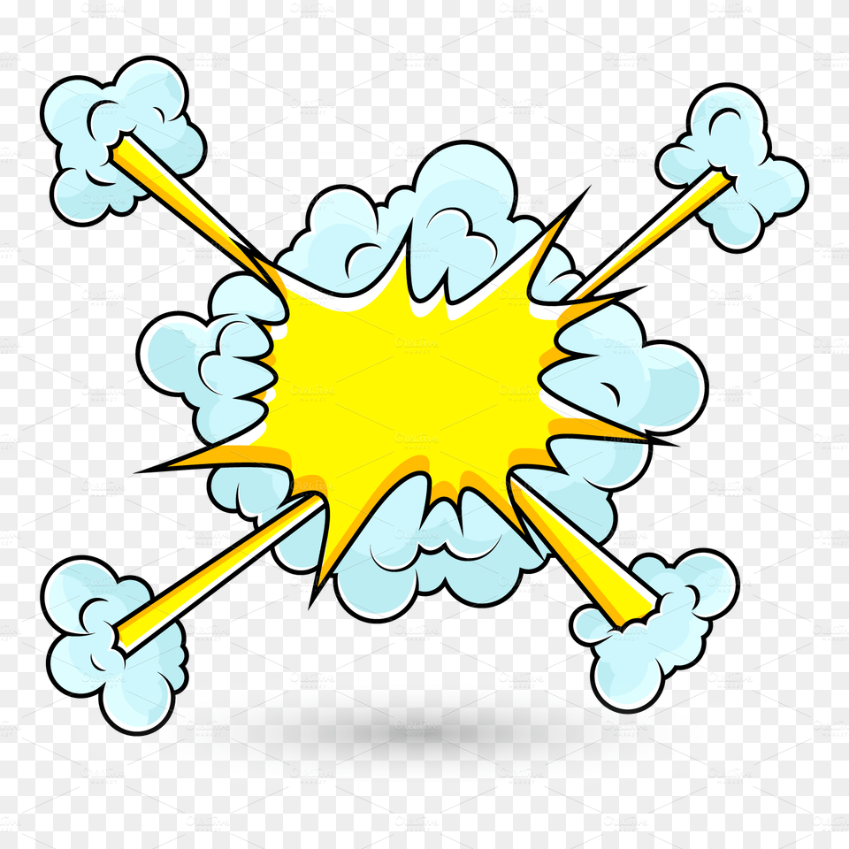 Comic Explosion Cloud Explosion Smoke Cartoon, Outdoors, Nature, Body Part, Hand Png Image