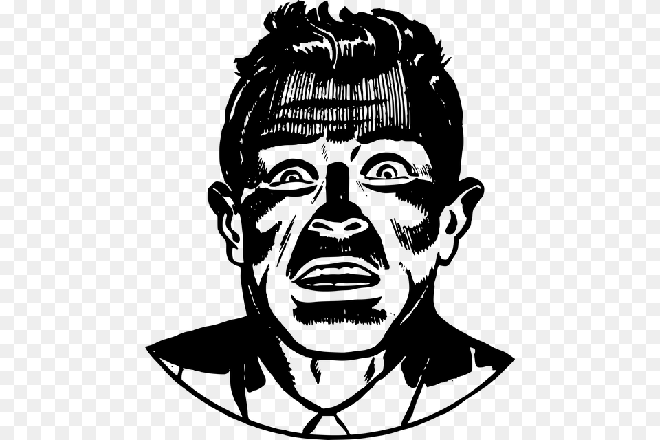 Comic Face Fear Fright Horror Man Panic Retro Mary Shelley The Mortal Immortal Book, Gray Png Image