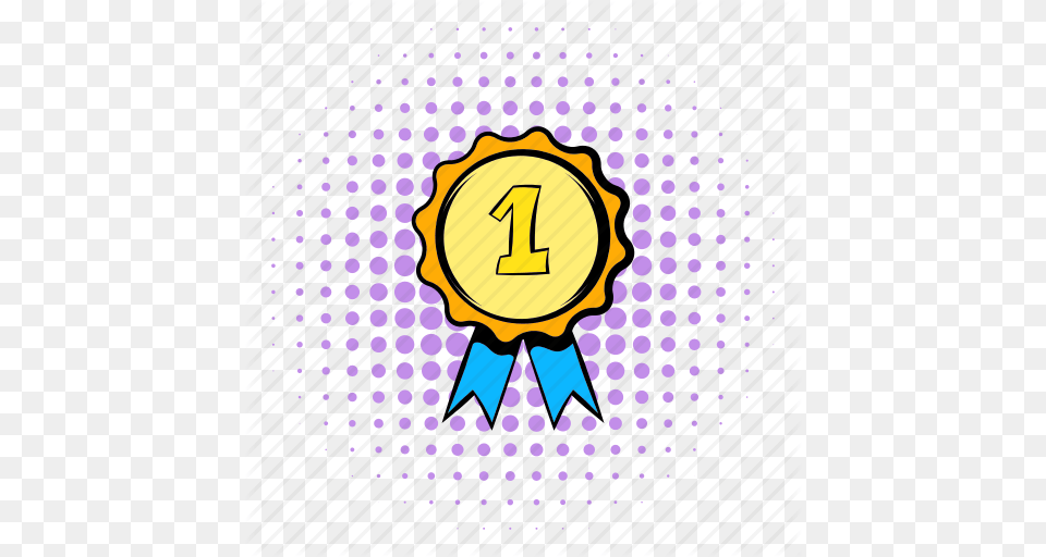 Comics First Halftone Medal Place Purple Rosette Icon, Number, Symbol, Text Free Png Download