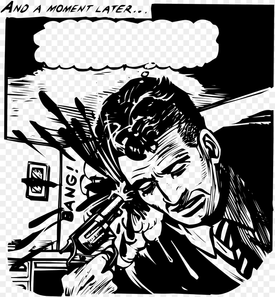 Comics Man Gun Shot Cartoon Illustrationsfree G59records Shirts, Gray Free Transparent Png