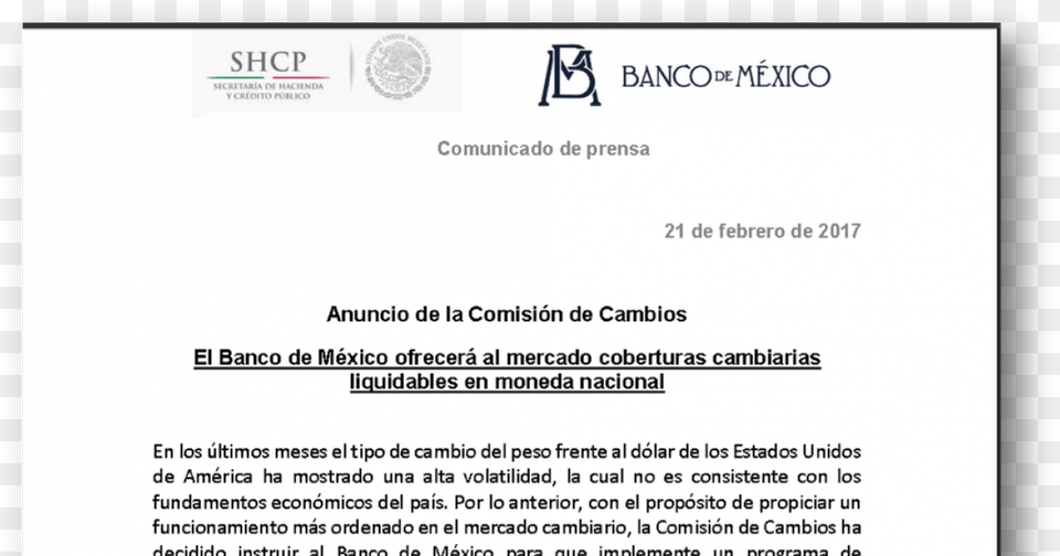 Comision Cambios Bank Of Mexico, Page, Text Png