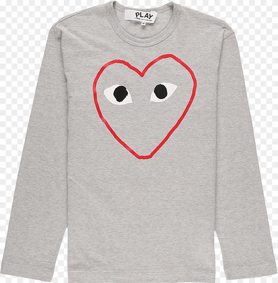 Comme Des Play Heart Outline T Shirt Sweater, Clothing, Sleeve, Long Sleeve, T-shirt Png Image