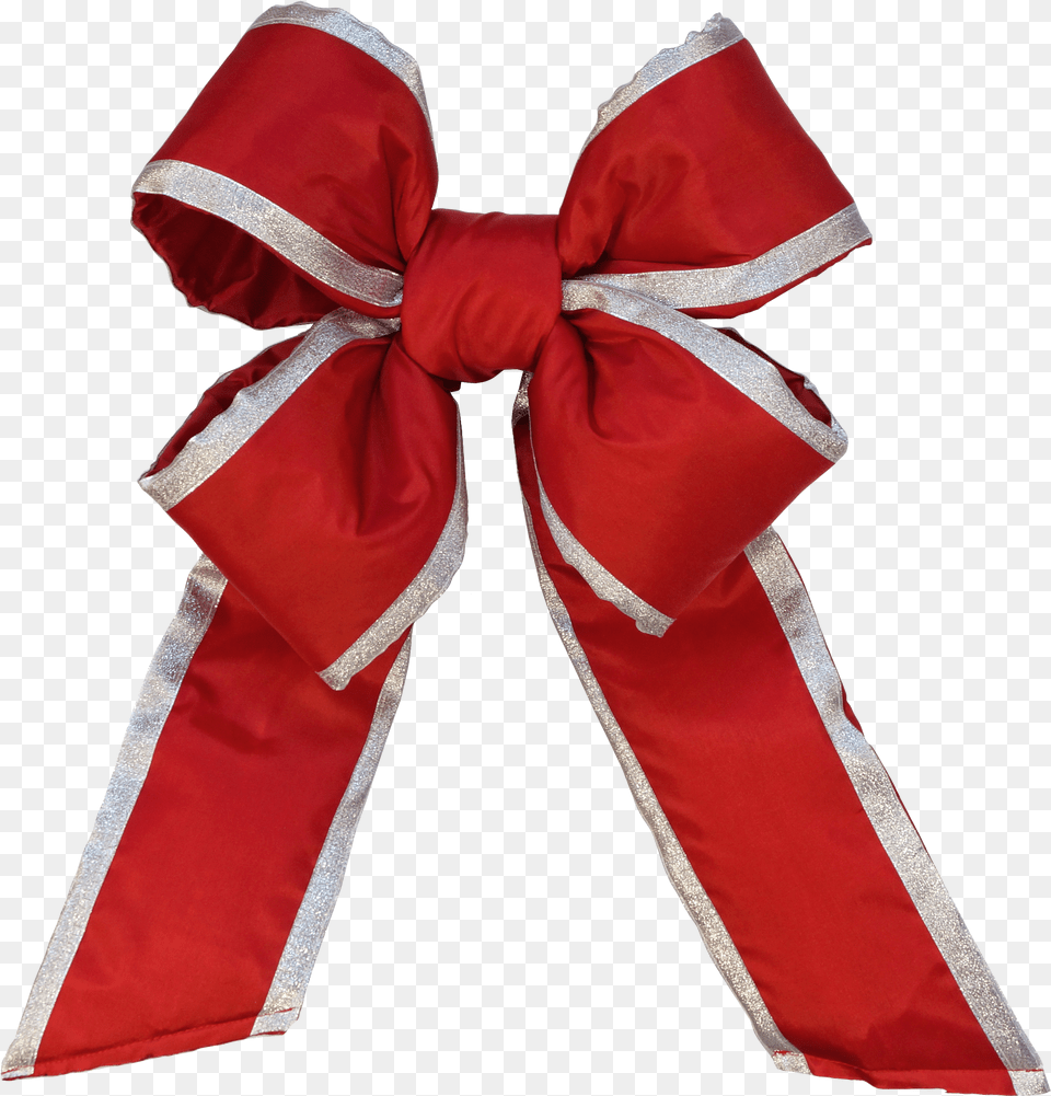 Commercial Christmas Bows Red Silver Christmas Ribbon, Logo, Text Png