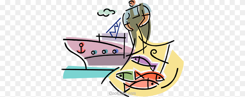 Commercial Fishing Royalty Free Vector Clip Art Illustration, Boat, Dinghy, Watercraft, Vehicle Png