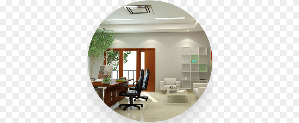 Commercial Office Interior, Indoors, Furniture, Table, Chair Free Png Download