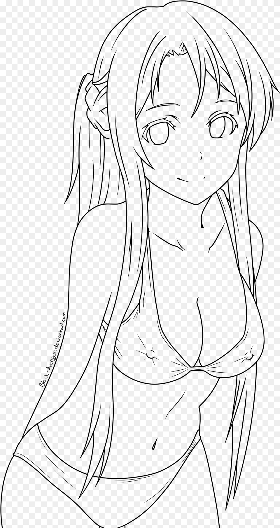 Commission Asuna Full Body Sketch, Lighting, Gray Free Png