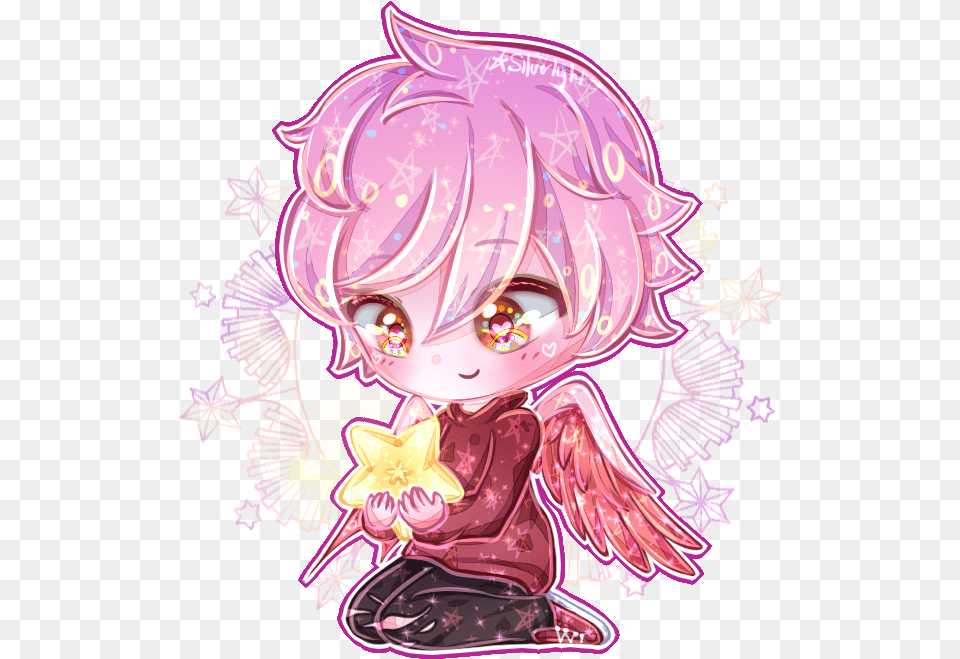 Commission For Paltr Chibi Pink Haired Anime Boy, Book, Comics, Publication, Purple Png Image