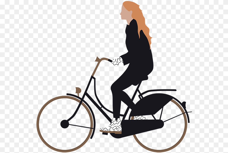 Common People Illustration Bicycle Woman, Vehicle, Transportation, Person, Machine Free Png