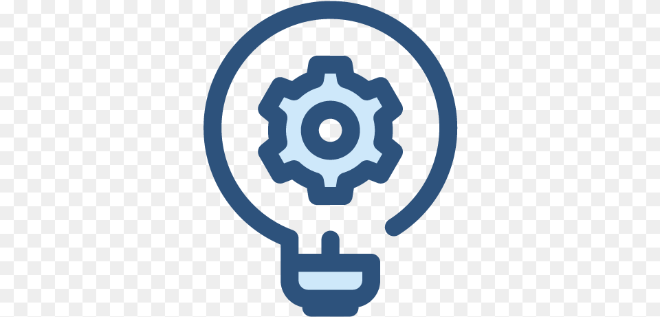 Communication And Implementation Idea Bulb Icon, Machine, Gear, Person Png