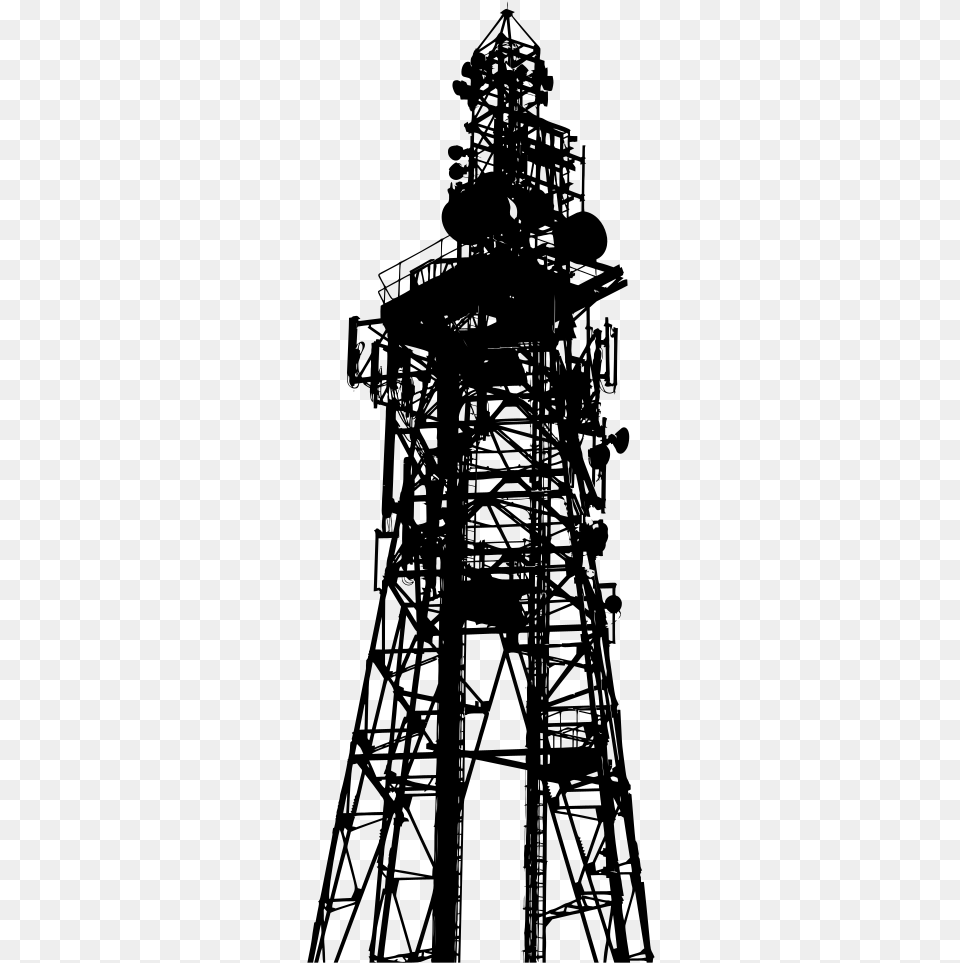 Communications Tower Silhouette Communication Tower Vector, Gray Free Transparent Png