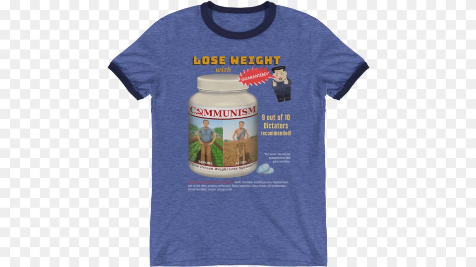 Communist Weight Loss Plan Ringer T Shirt Shotgunwillies Conway T Shirt On An Amazing Heather, Clothing, T-shirt, Person, Face Free Transparent Png