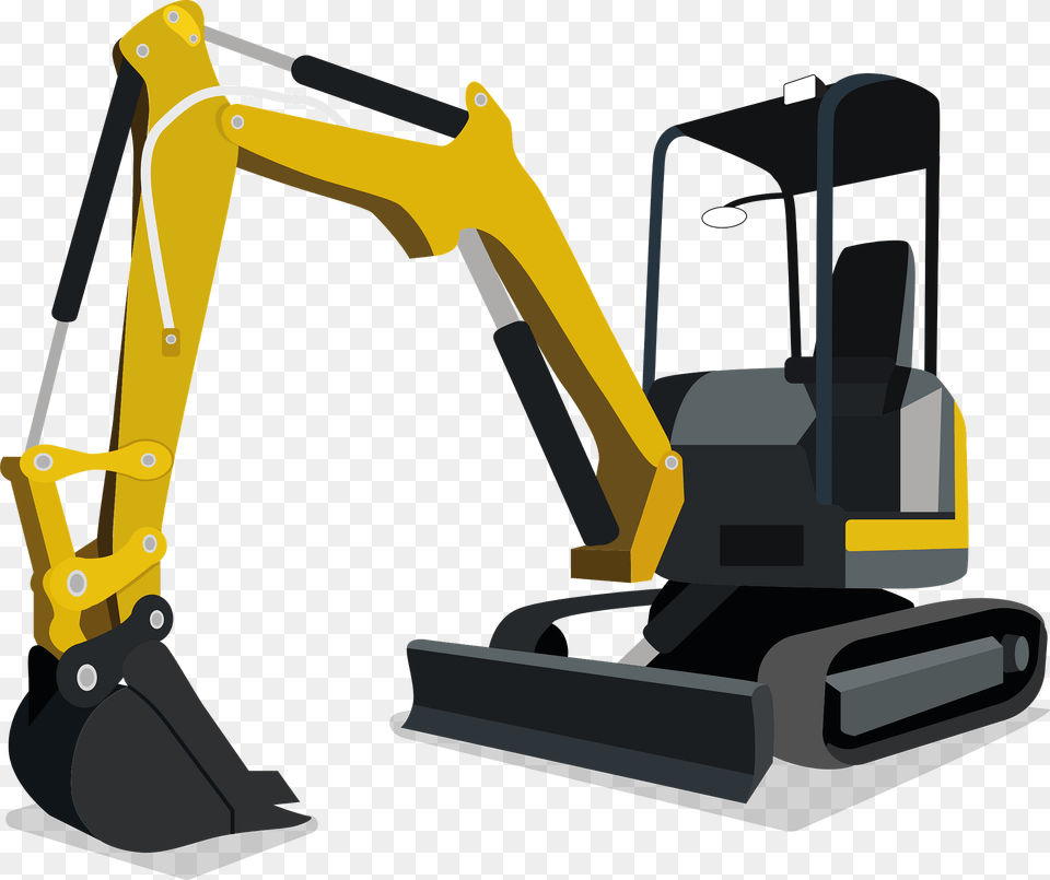 Compact Excavator Clipart, Bulldozer, Machine Png Image