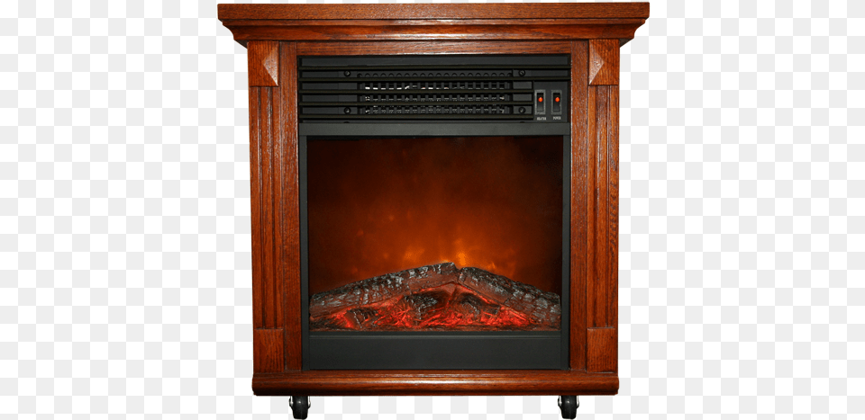 Compact Oak Electric Fireplace With Caster Wheels Duluth Forge Compact Cherry Oak Electric Fireplace, Hearth, Indoors Png