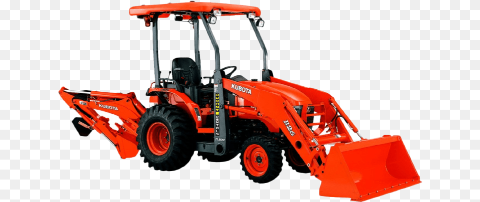 Compact Tractor Backhoe Kubota, Machine, Bulldozer, Wheel, Transportation Free Transparent Png