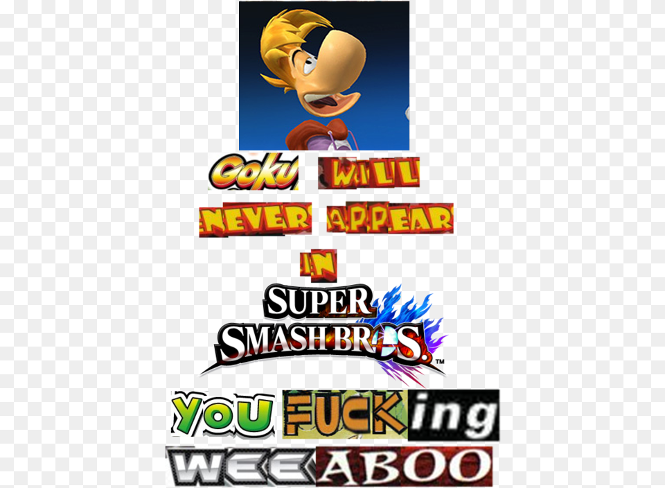 Compare This With The Rayman Picture Expand Dong Super Smash Bros, Advertisement, Poster, Person Free Png