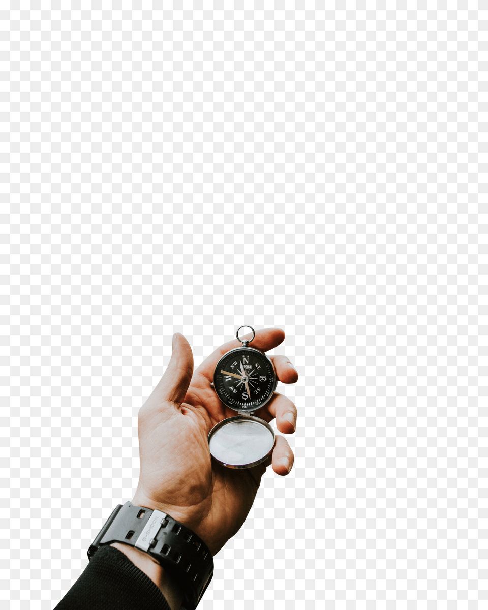 Compass In Hand Background Smartphone, Wristwatch, Adult, Male, Man Png Image
