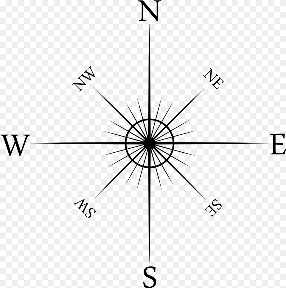 Compass Rose, Gray Free Transparent Png