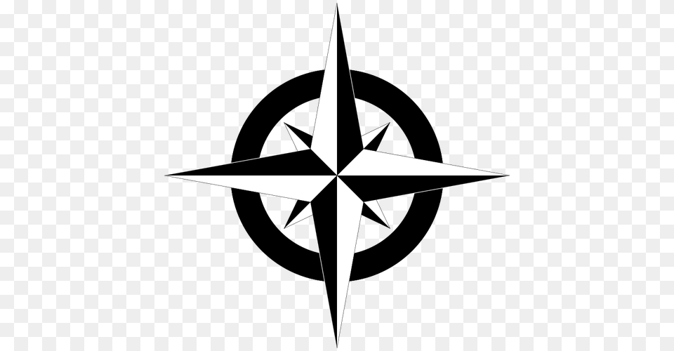 Compass Rose In Black And White, Symbol, Star Symbol Png