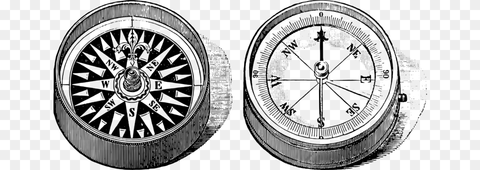 Compass Rose Map Drawing Old Compass Drawing, Gray Free Transparent Png