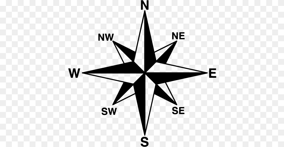 Compass Rose Vinyl Decal, Gray Png