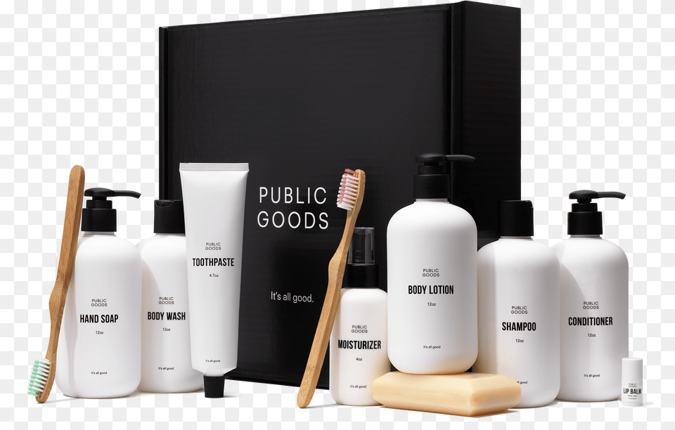 Complete Care Gift Set Public Goods Subscription, Bottle, Brush, Device, Lotion Free Png