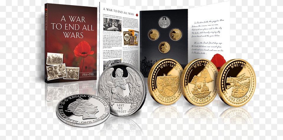 Complete Set War To End All Wars Coin Collection, Money, Person, Gold Png Image