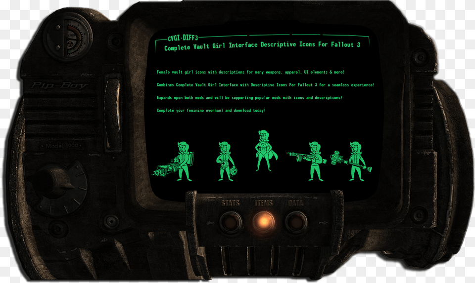 Complete Vault Girl Interface Descriptive Icons For Fallout 4 Vault Girl Interface, Electronics, Screen, Computer Hardware, Hardware Free Png Download
