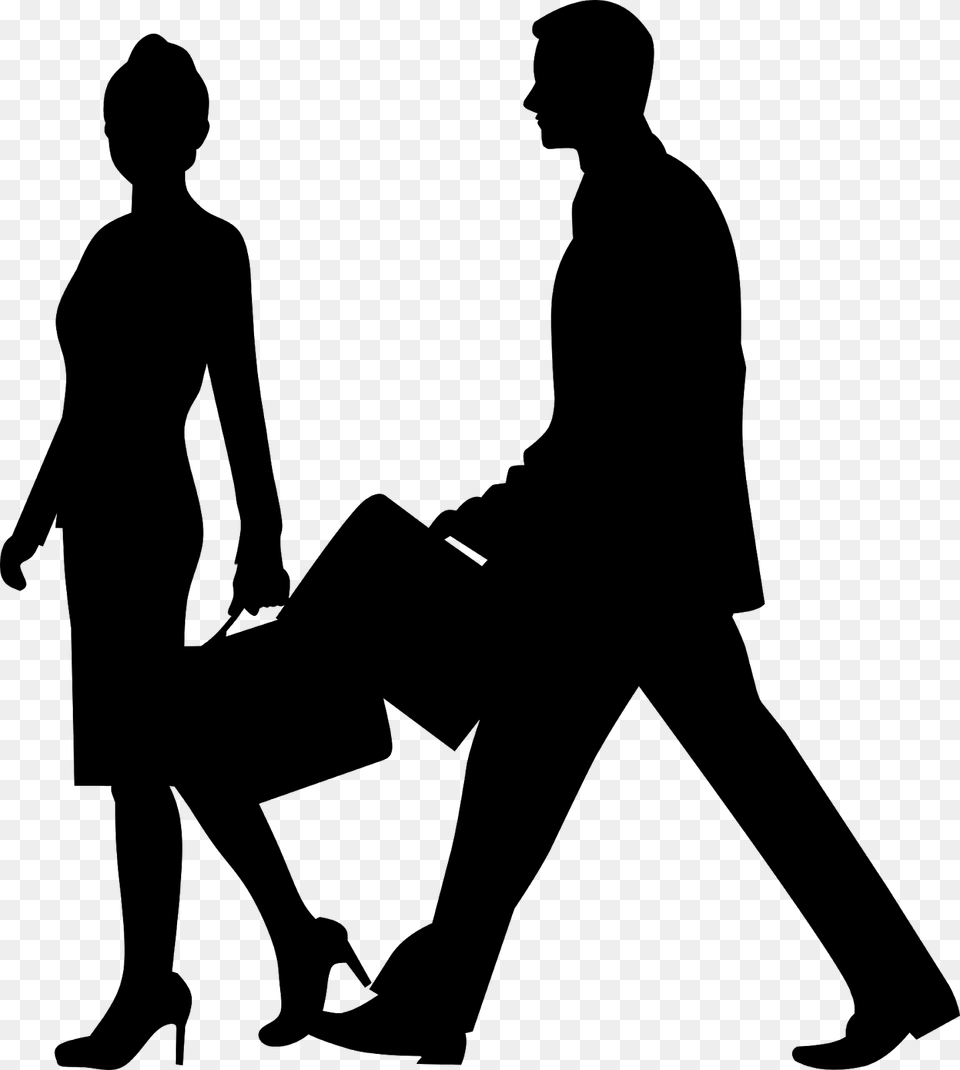 Compliment Couple Silhouette Flattering Catcalling Silhouette Walking Business Man, Gray Png