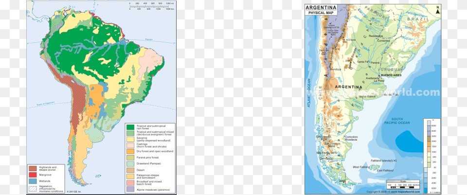 Composed Mostly Of Desert And Desert Shrub In The Southern Physical Features Of South America, Chart, Plot, Map, Atlas Png