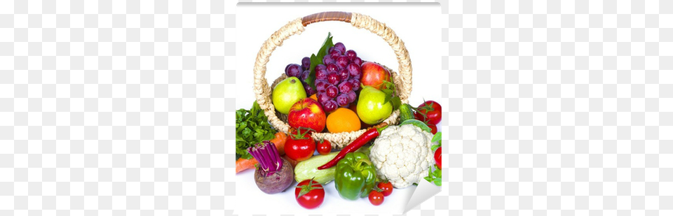 Composition Of Fruits And Vegetables In Wicker Basket Vegetable, Food, Produce, Fruit, Plant Png