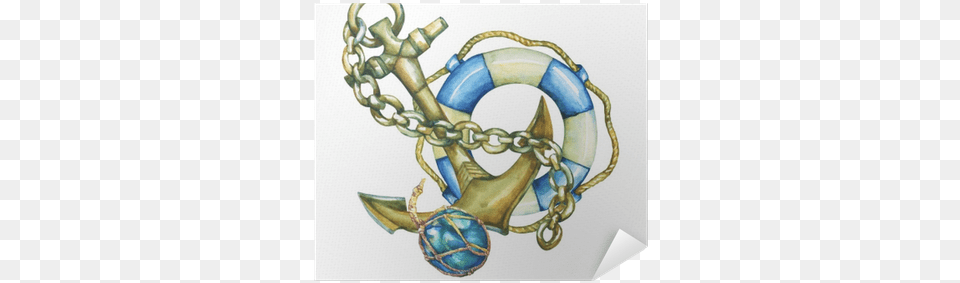 Composition With Lifebuoy And Anchor Watercolor Painting, Electronics, Hardware, Water, Hook Png