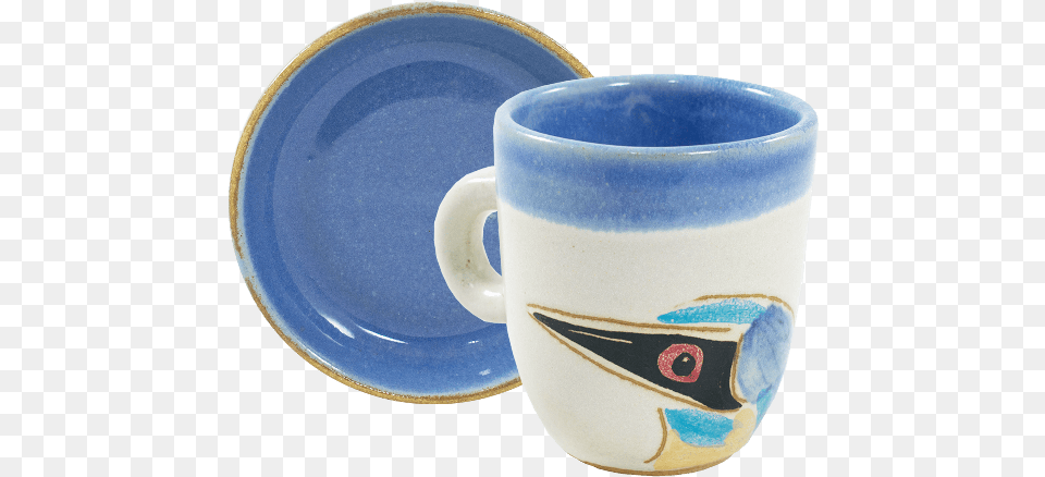 Comprar Canequinha Udu De Coroa Azul E Pratinho Azul Coffee Cup, Saucer, Pottery, Art, Porcelain Free Png Download