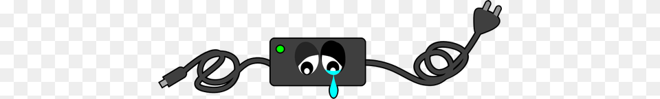 Computer Charger Crying Eyes Vector Clip Art, Adapter, Electronics, Plug Png Image