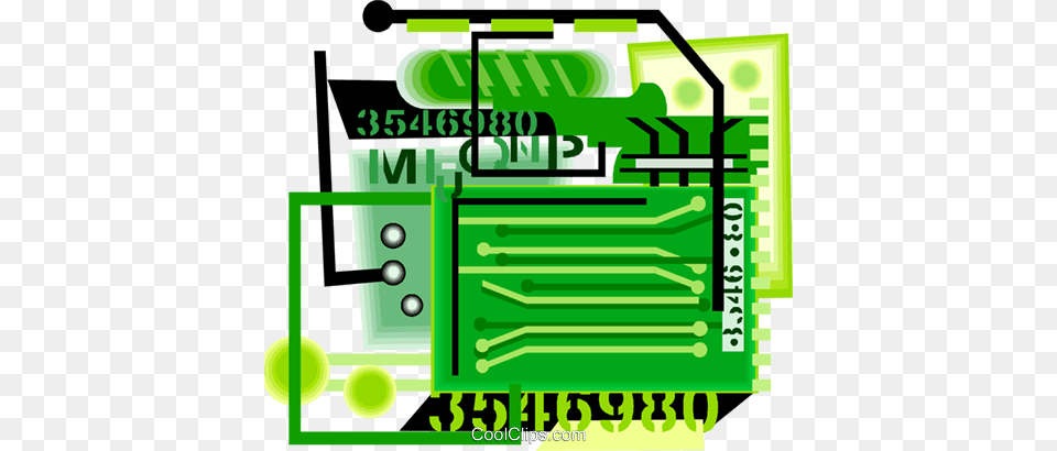 Computer Circuit Board Symbolism Royalty Vector Clip Art, Green, Bulldozer, Machine Free Png Download