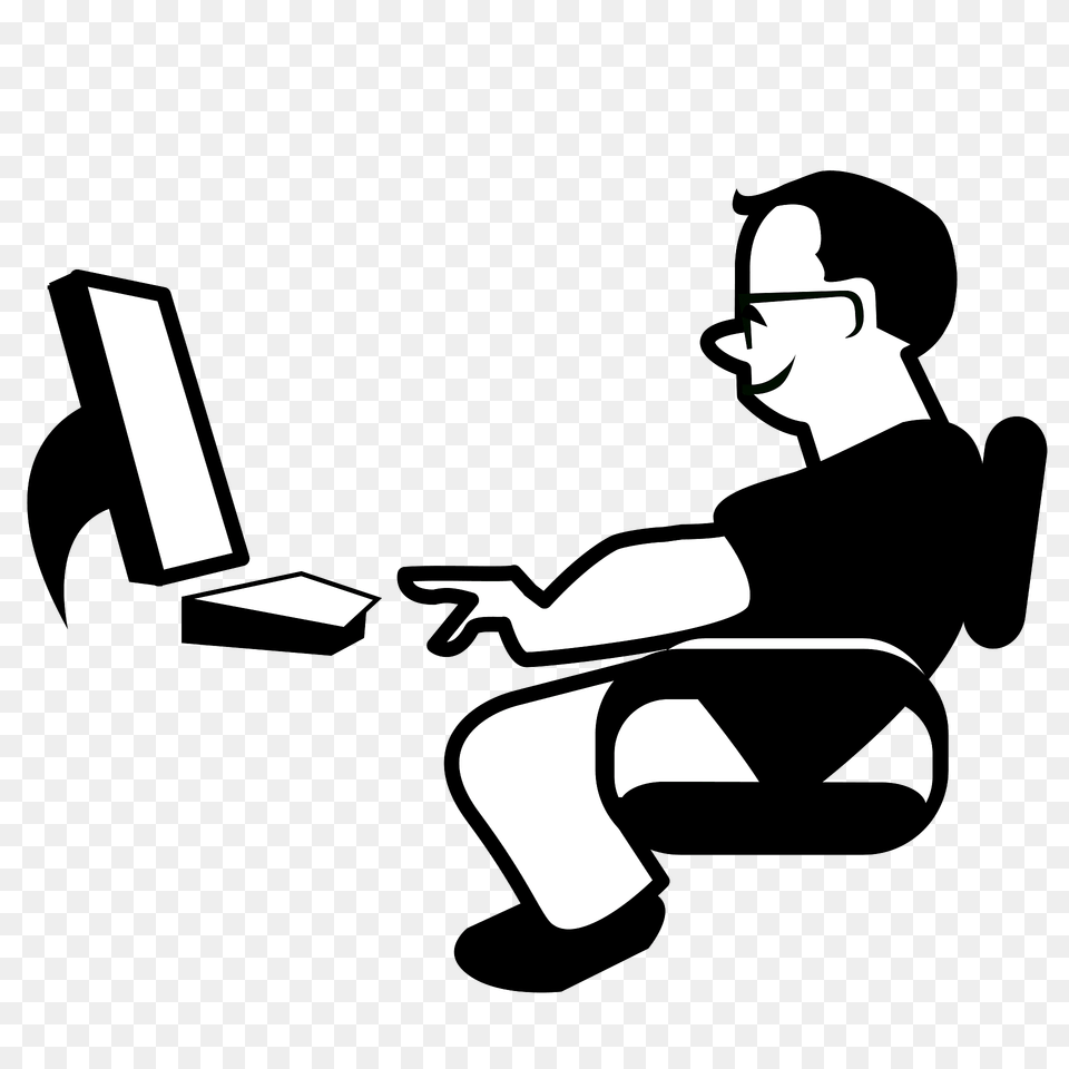 Computer Clipart, Sitting, Person, Pc, Laptop Free Png Download