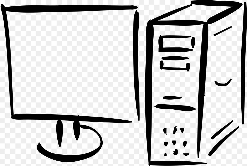Computer Clipart Black And White, Gray Free Transparent Png