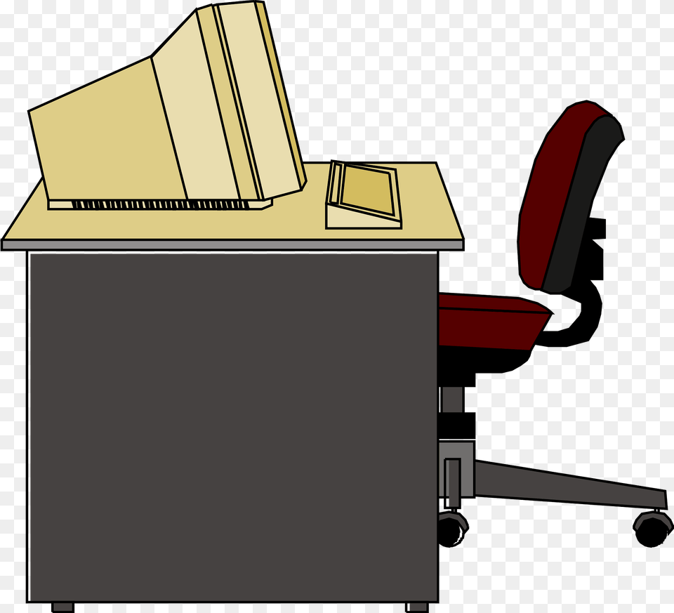 Computer Desk Clipart, Furniture, Table, Drawer, Chair Png Image