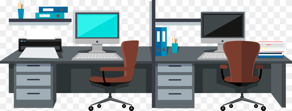 Computer Desk Office Room Vector, Chair, Furniture, Electronics, Table Png Image