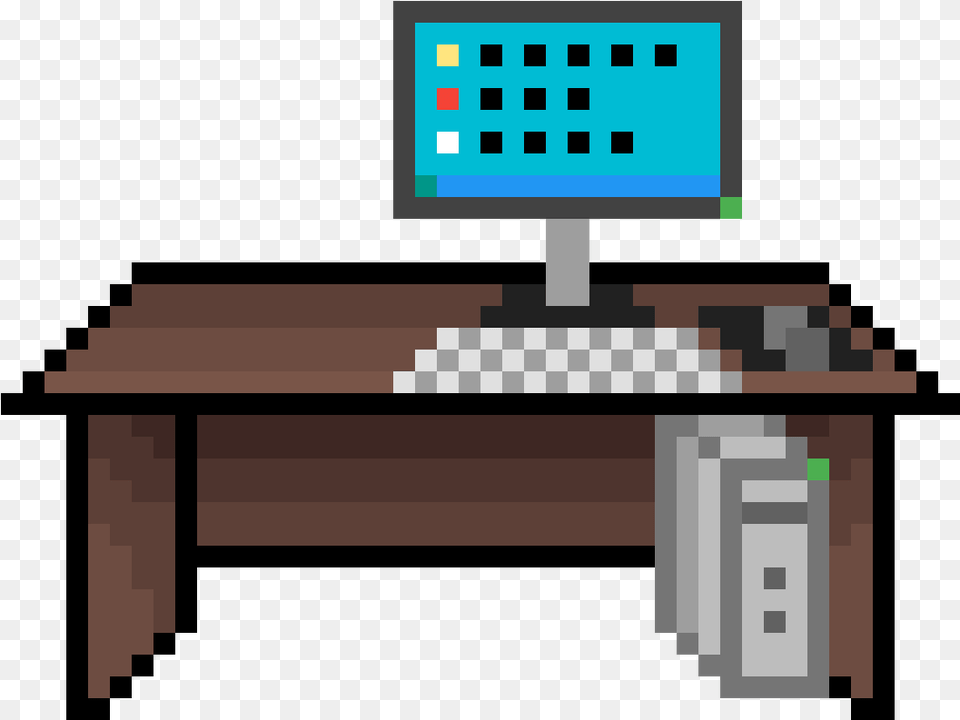 Computer Desk On Computer Desk, Electronics, Furniture, Table, Pc Free Png Download