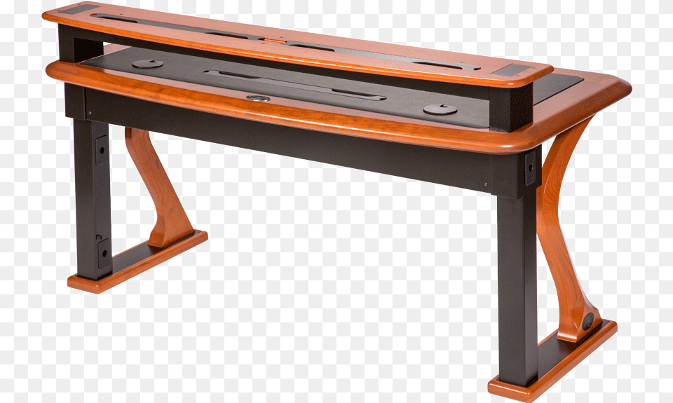 Computer Desk With Desktop Riser Shelfpng Desk With Computer Shelf, Furniture, Table, Bench, Electronics Free Transparent Png
