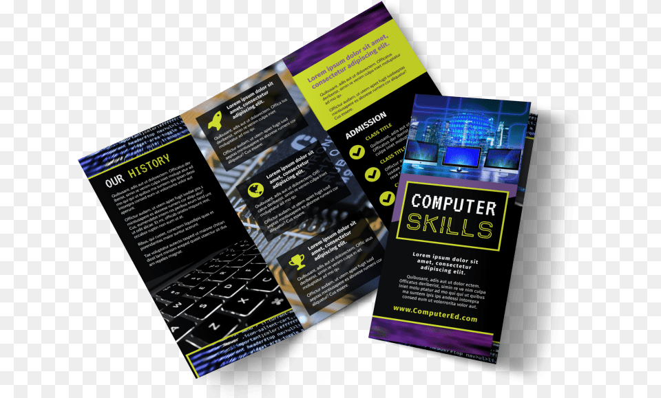 Computer Education Brochure Template Preview Services Offered Brochure, Advertisement, Poster, Business Card, Paper Png