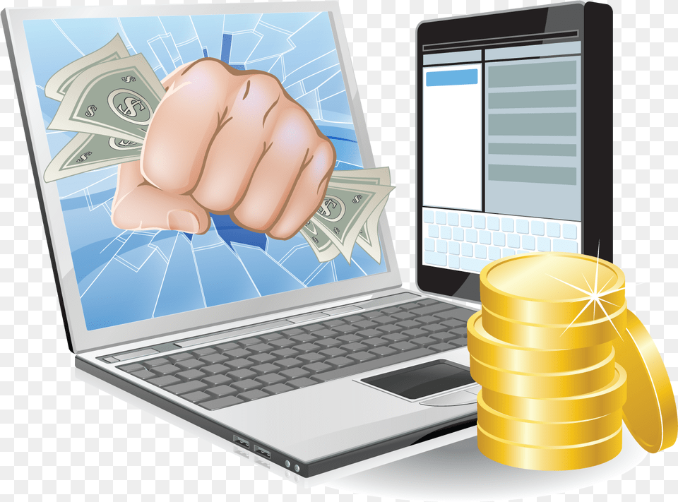 Computer Fist Of Money Earn Big Money Online By Legally Grabbing Books In, Electronics, Laptop, Pc, Body Part Png
