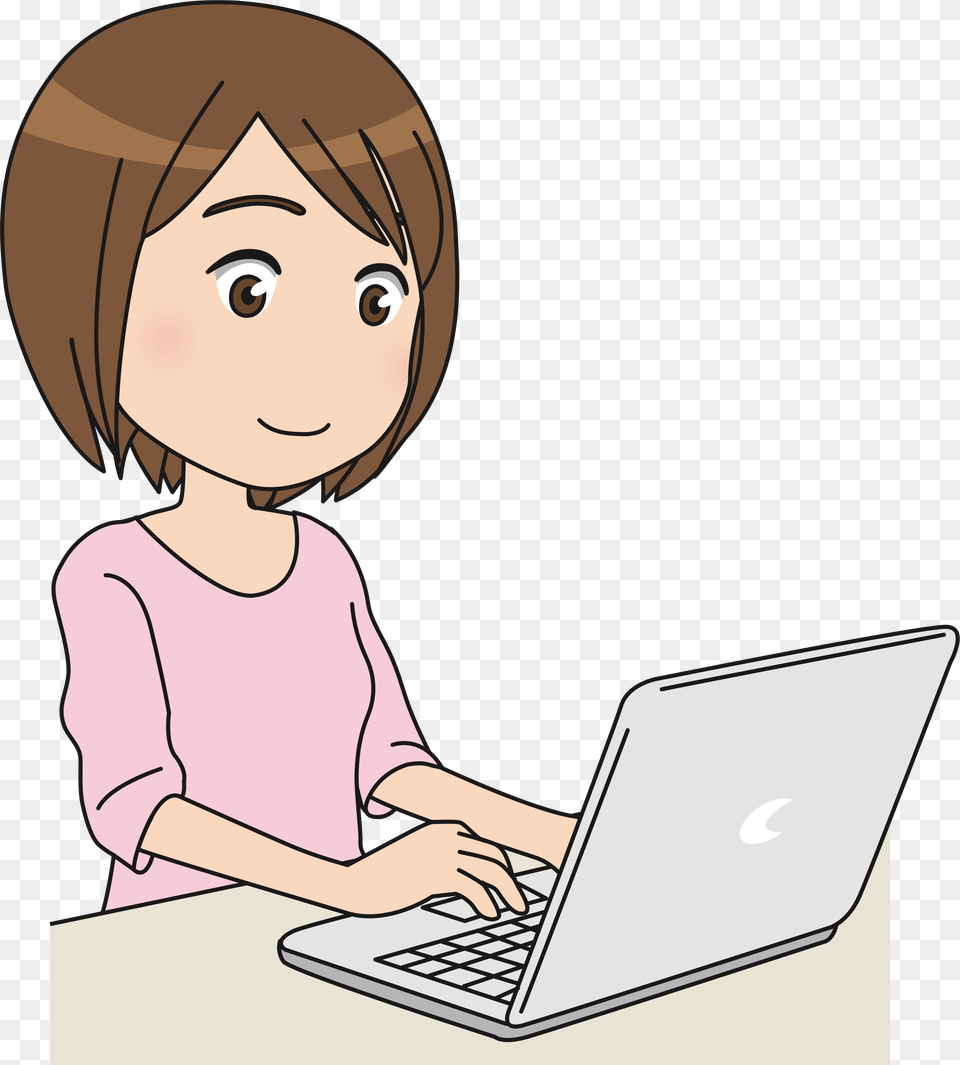 Computer Girl Cartoon, Electronics, Pc, Laptop, Publication Png