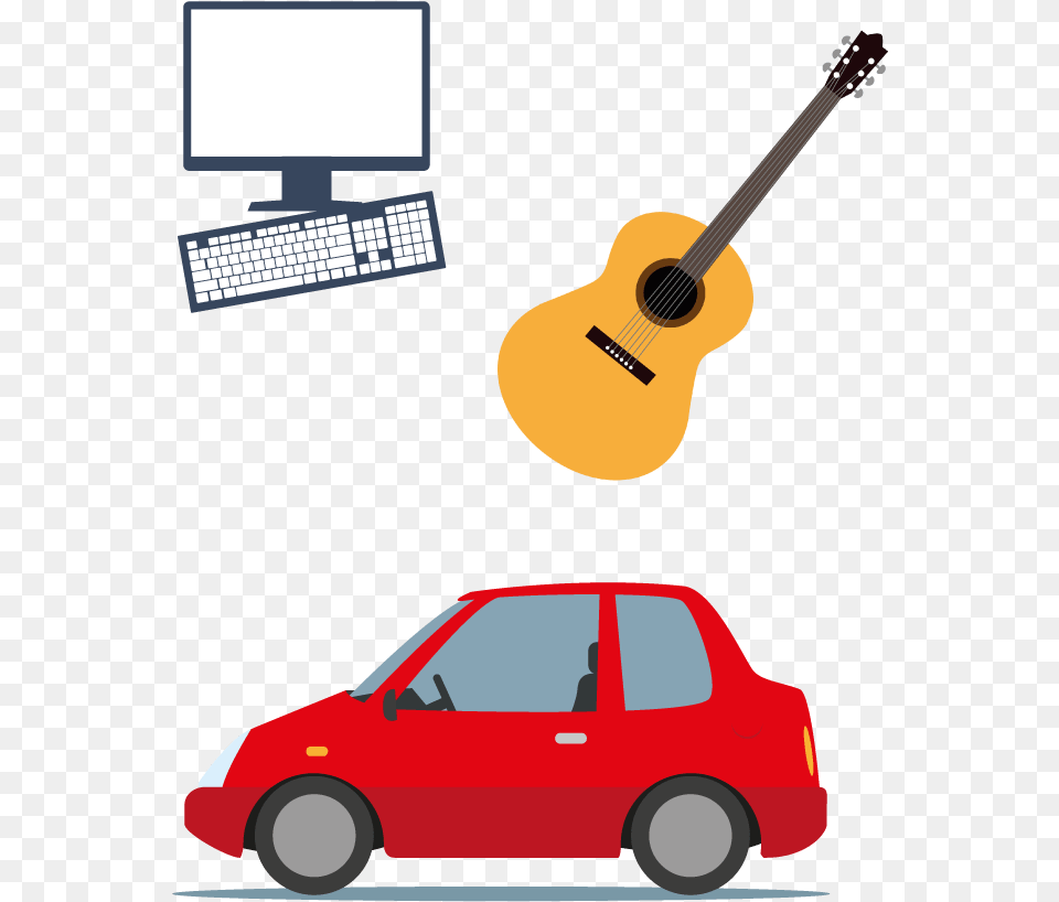 Computer Guitar Red Car, Musical Instrument, Transportation, Vehicle, Computer Hardware Free Transparent Png
