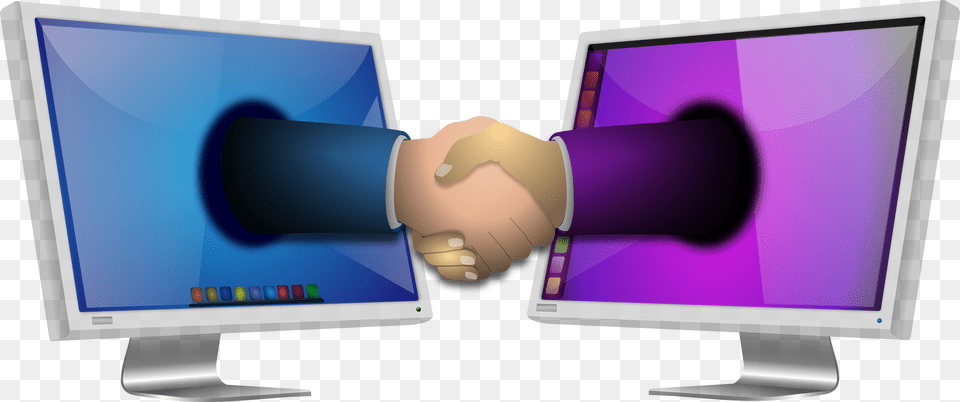 Computer Handshake 1 Clip Arts Stiforp, Body Part, Person, Monitor, Hardware Free Png Download