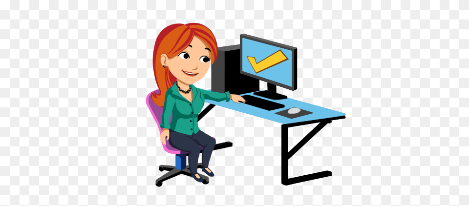 Computer Pc Clipart Computer Area, Person, Table, Furniture, Electronics Free Transparent Png