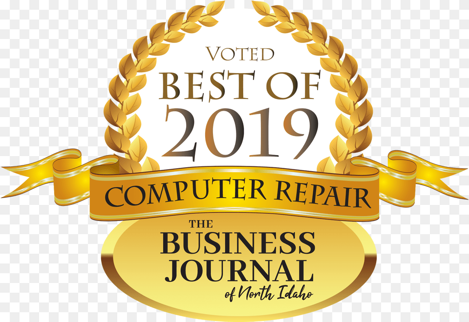 Computer Repair Telecommunications Internet Cda North Idaho Business Journal Best Of 2018, Badge, Symbol, Logo, Gold Png
